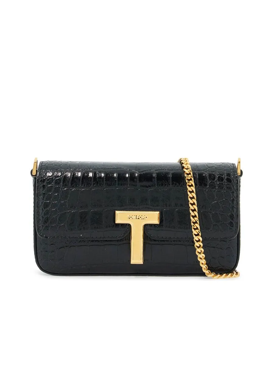Mini Wallis Crocodile Print Leather Bag