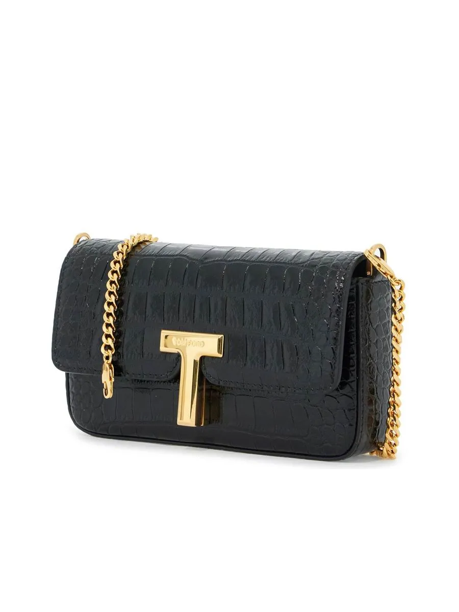 Mini Wallis Crocodile Print Leather Bag