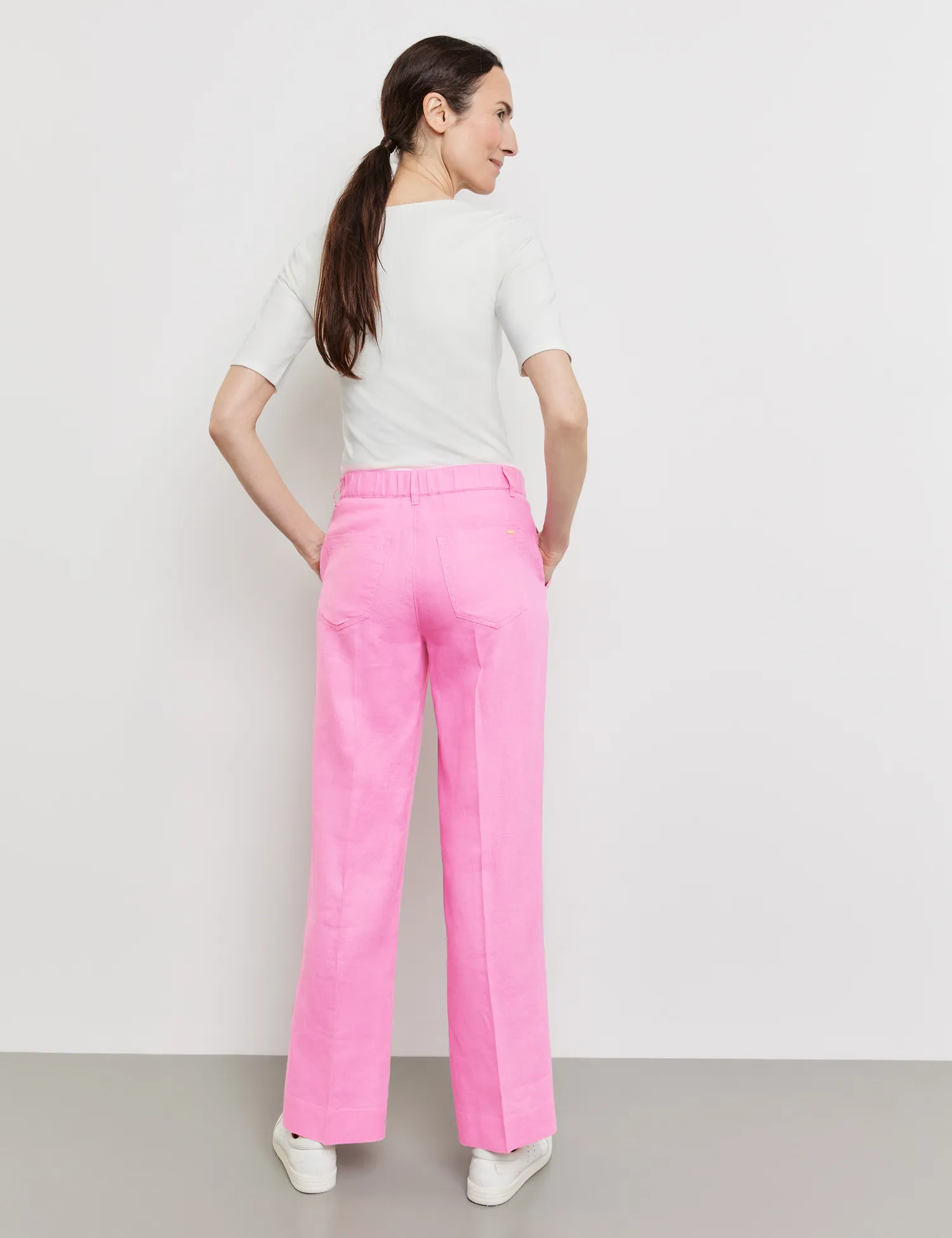 MIR꞉JA WIDE LEG linen trousers with an elasticated waistband