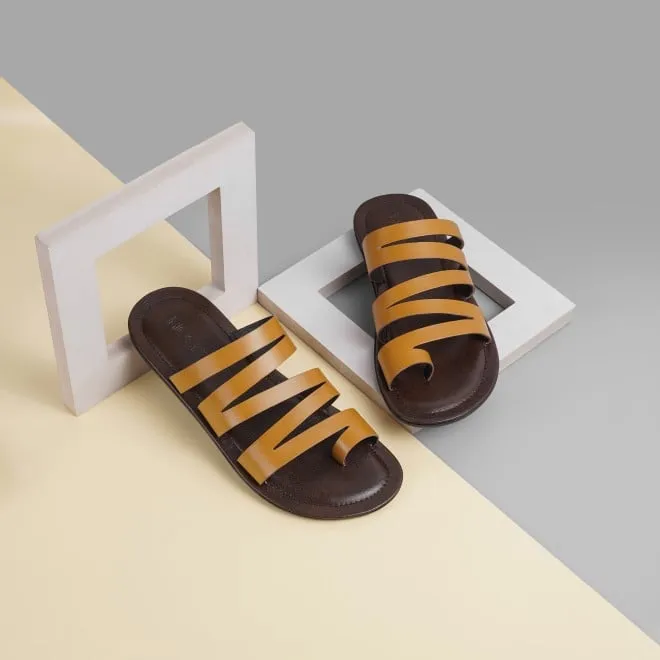 Mochi Men Beige Casual Slippers