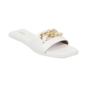Mochi Women White Casual Slippers