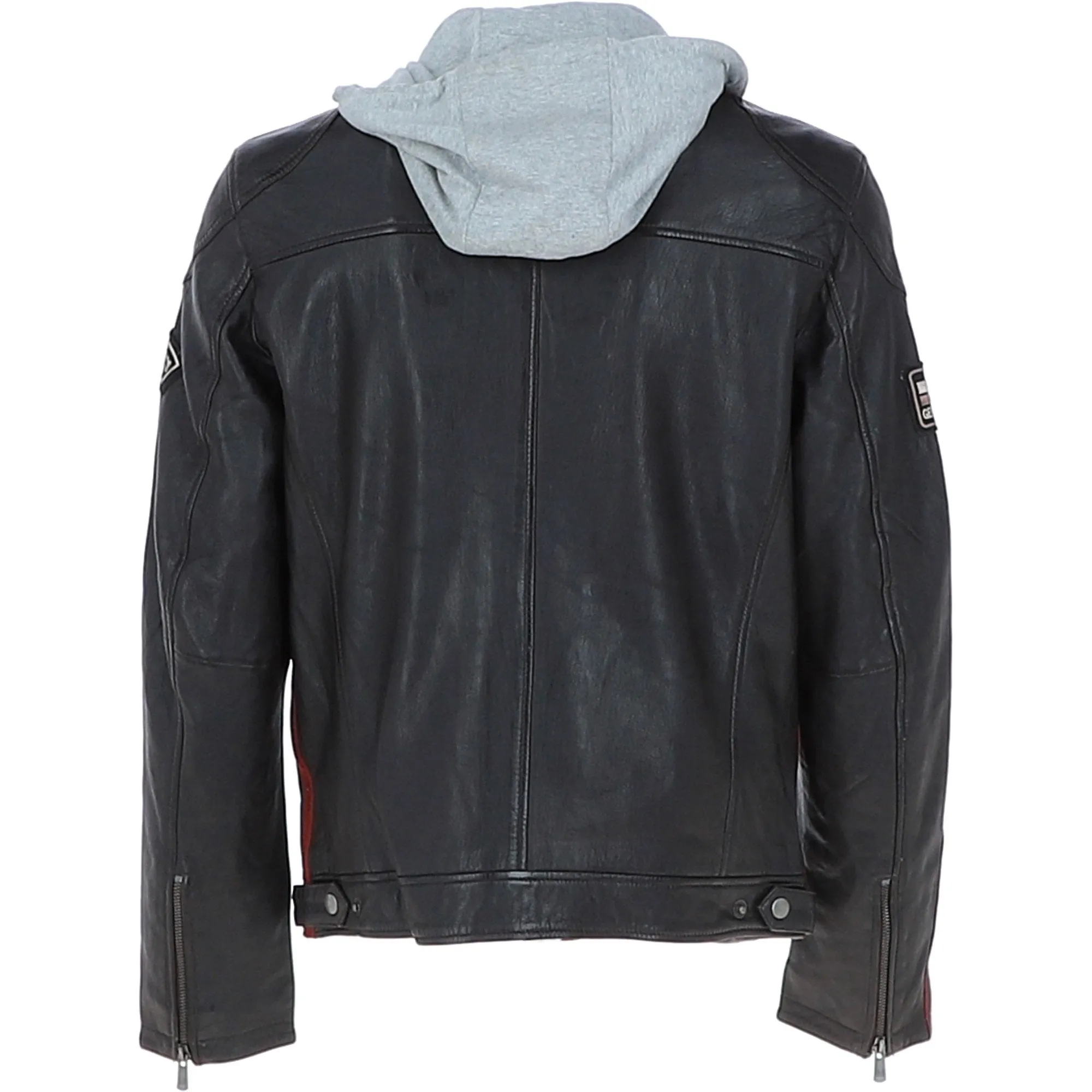 Monomoi Mens Hooded Leather Jacket Dk Brown: Di Franco