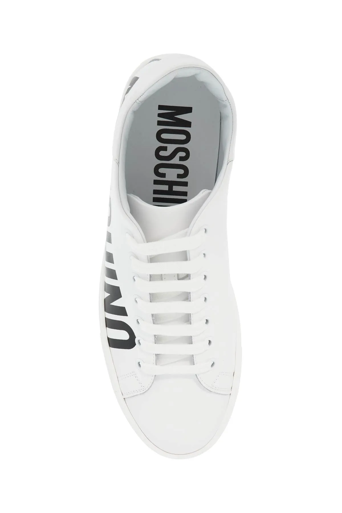 MOSCHINO leather sneakers with logo print