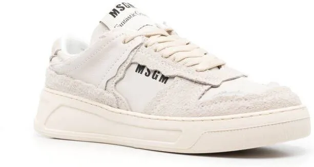 MSGM logo-print leather sneakers Neutrals