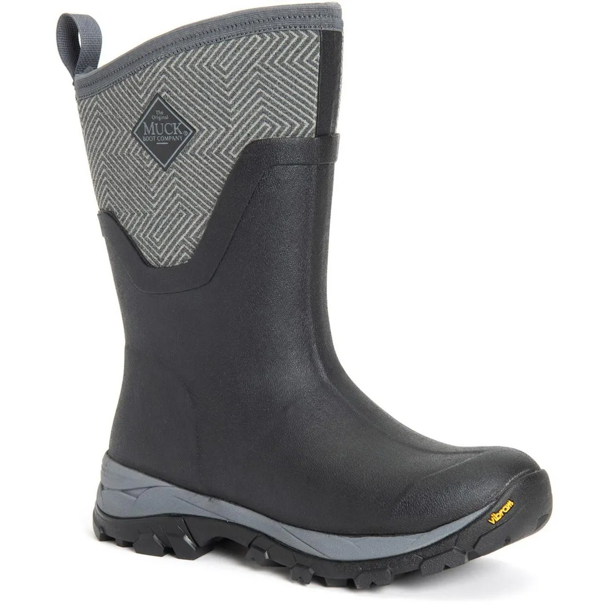 Muck Boots Arctic Ice Mid Wellingtons Black/Grey Geometric