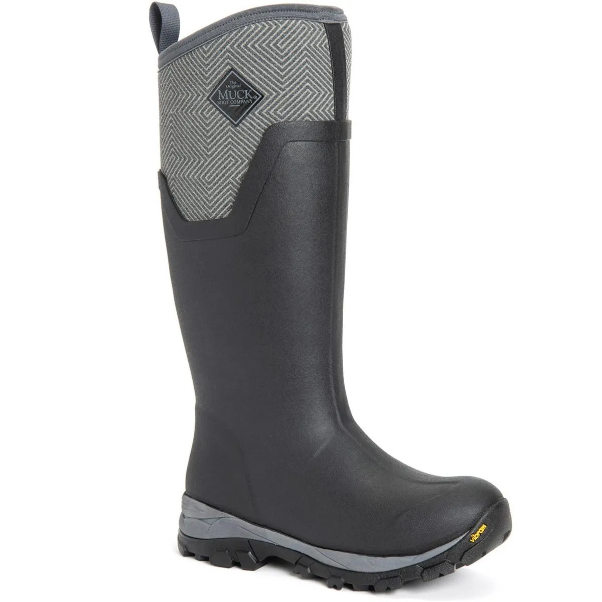 Muck Boots Arctic Ice Tall Wellingtons Black/Grey Geometric