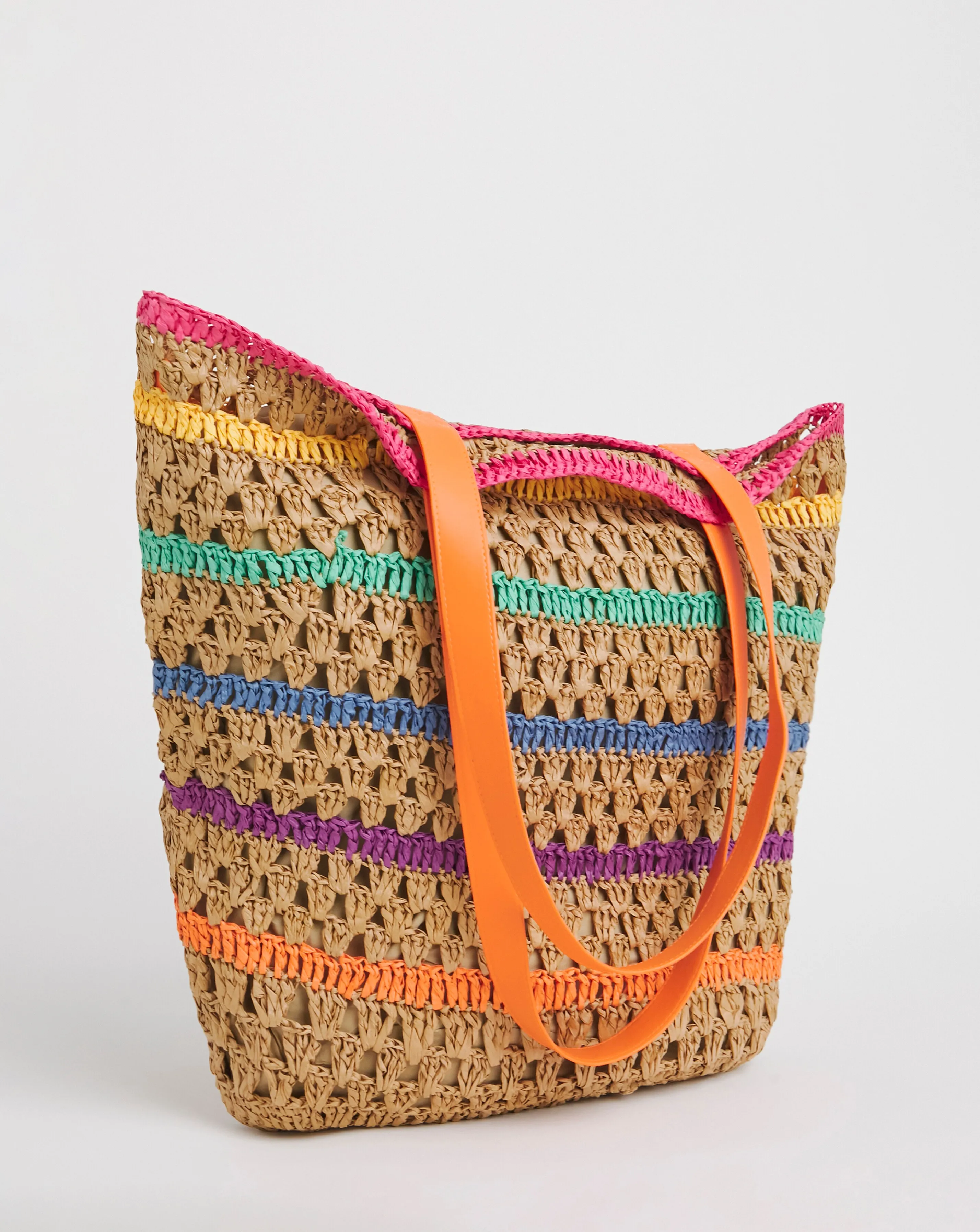 Multi Stripe Packable Raffia Beach Tote Bag | Simply Be