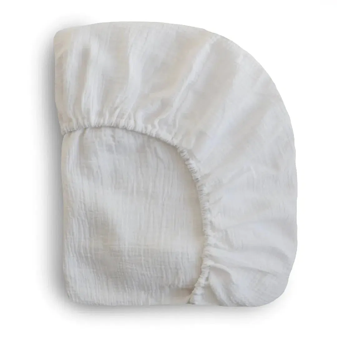 Mushie - Extra Soft Muslin Crib Sheet - White