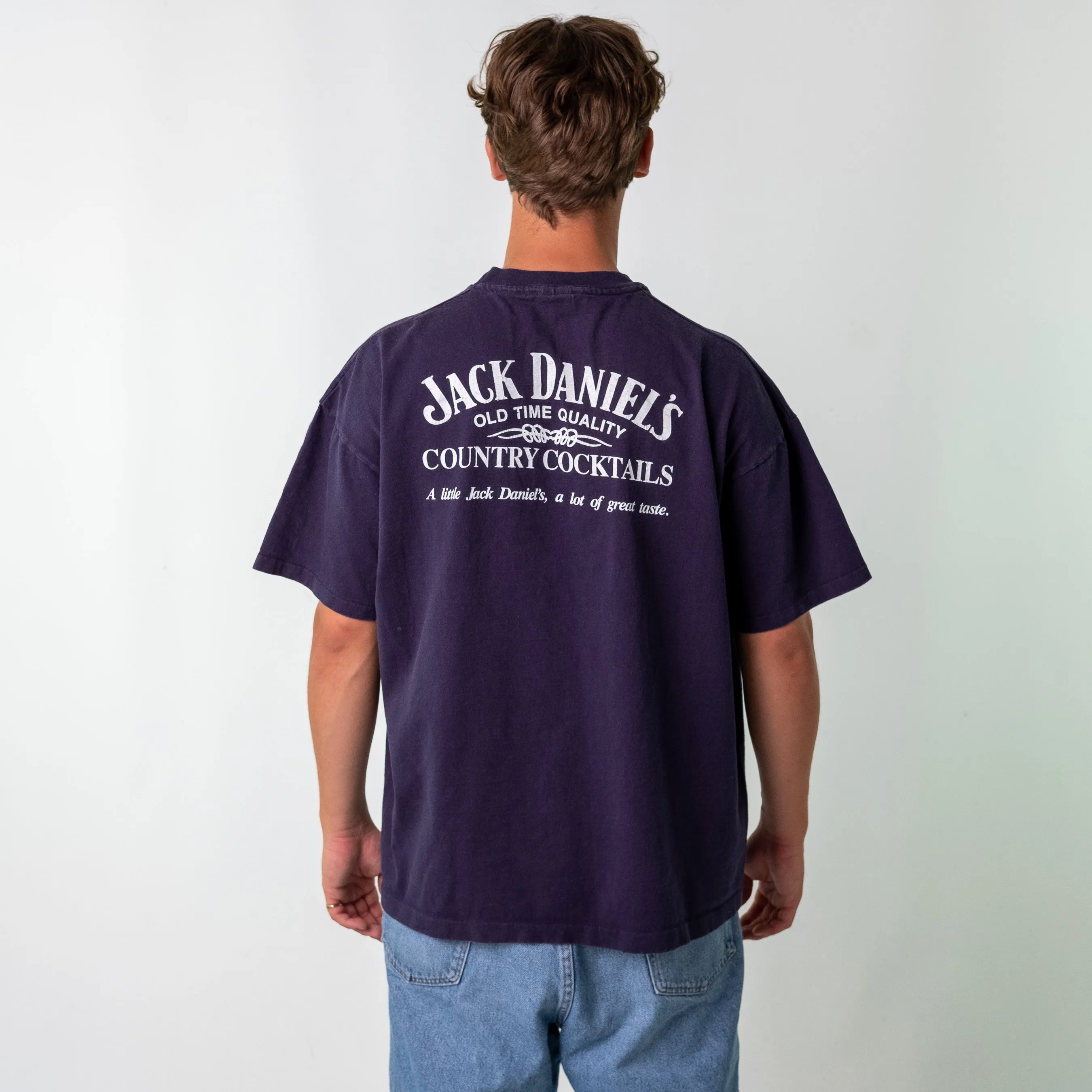 Navy Blue 90s Unbranded Jack Daniels Anvil Oversized Single Stitch T-Shirt (XXL)