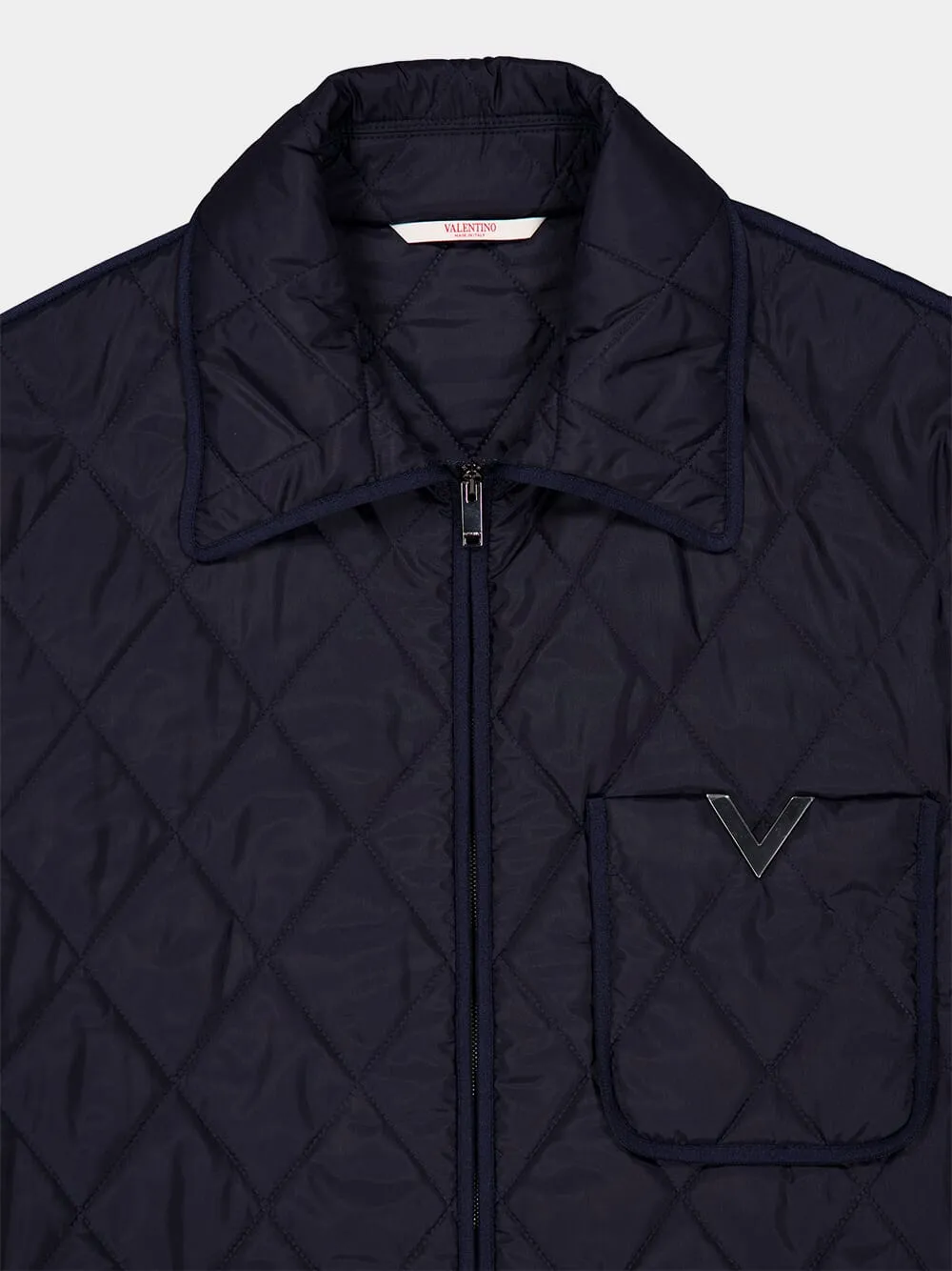 Navy Quilted Nylon Shirt Jacket