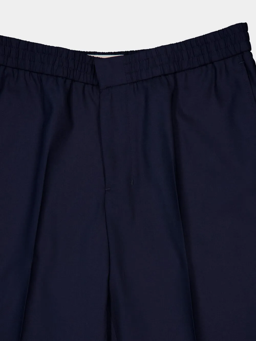 Navy Wool Elasticated Waist Trousers
