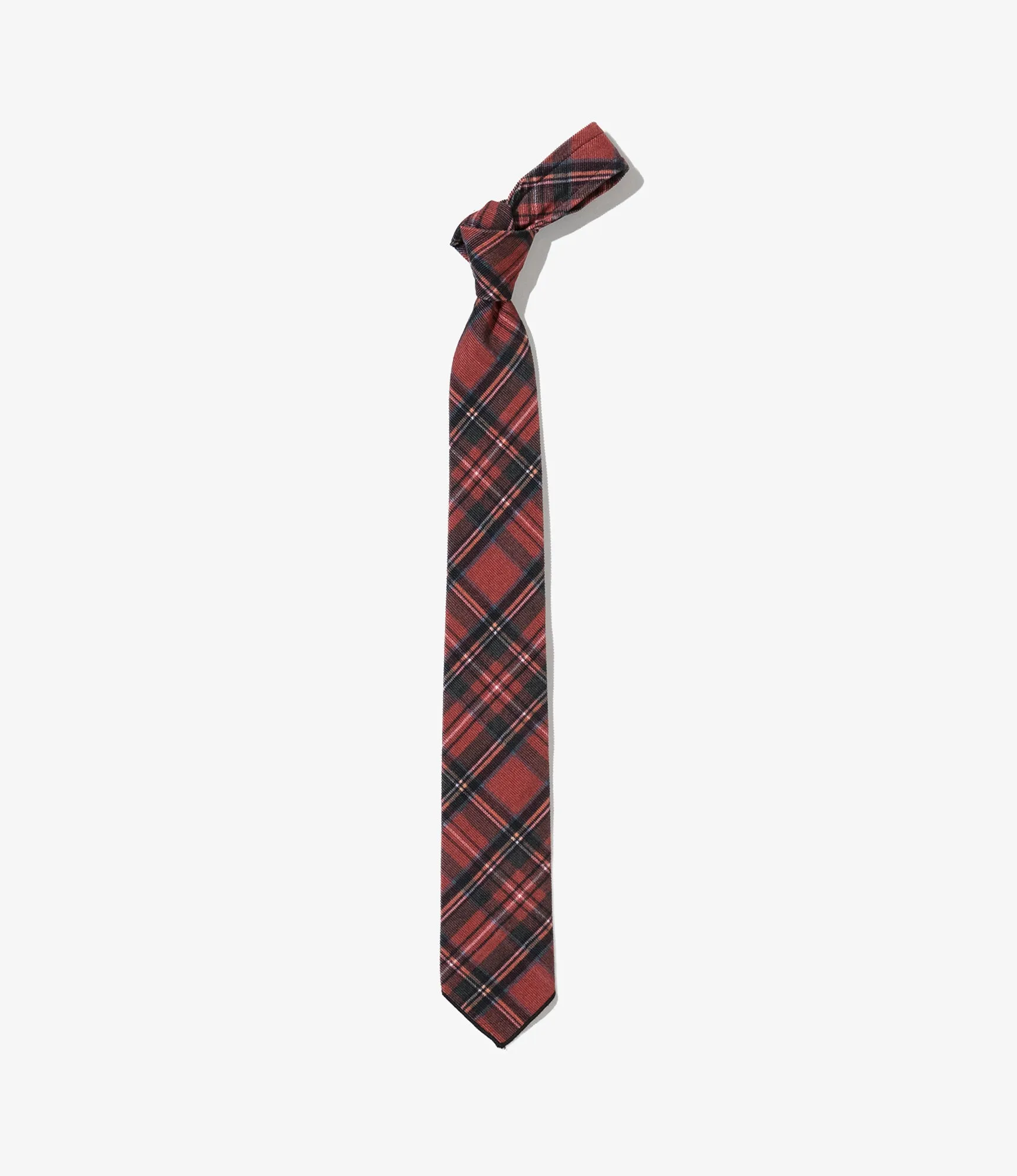 Necktie – Red Tartan Check Printed Corduroy
