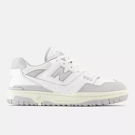 New Balance 550 White with raincloud and reflection