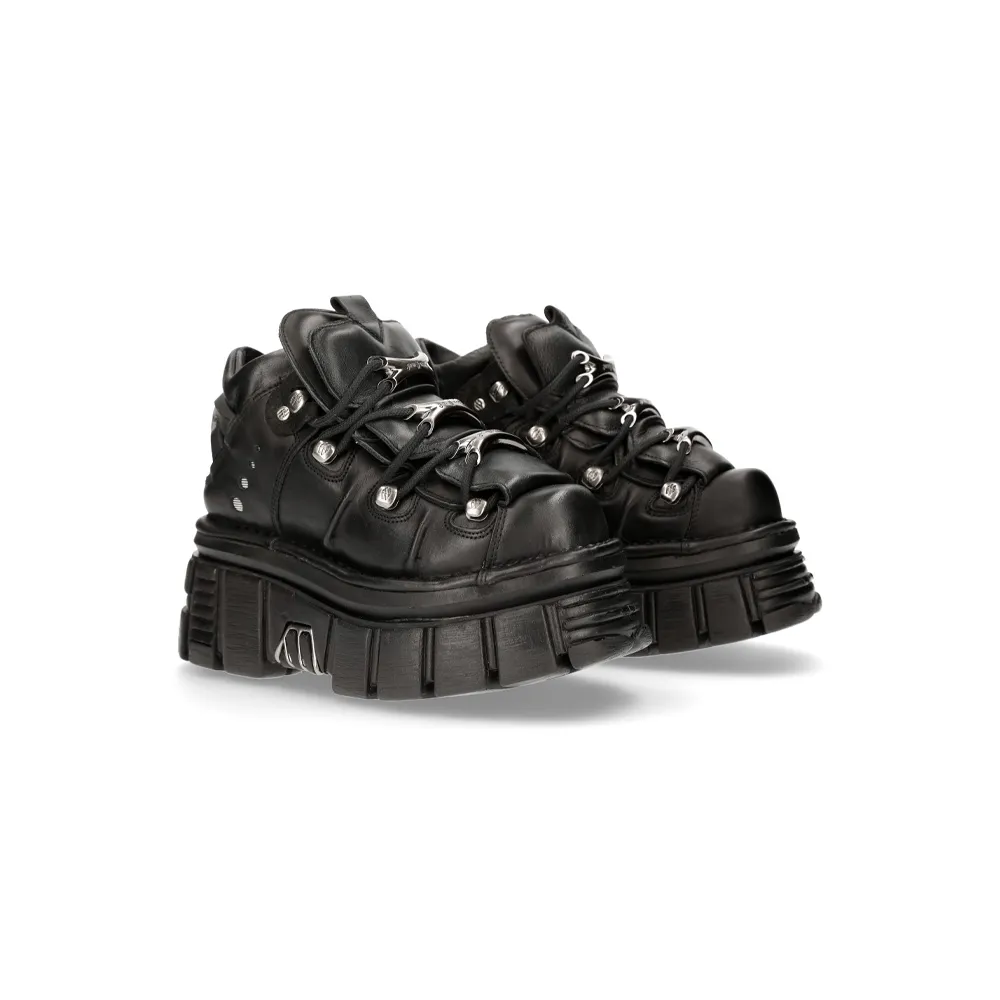 New Rock Ankle Boot Tower With Laces Black M-106-S29