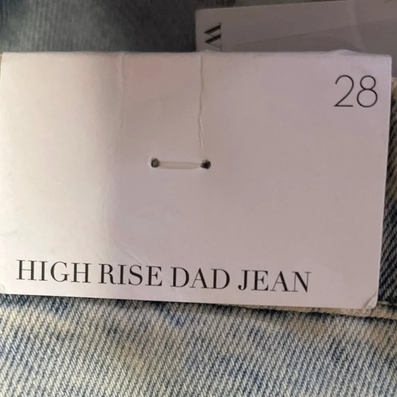NEW WeWoreWhat Women's Rigid Denim Light Wash Distressed High Rise Dad Jeans  28