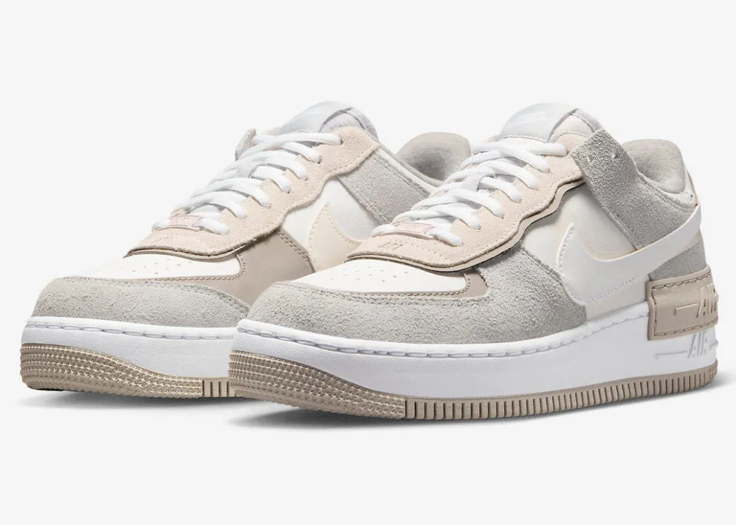 Nike Air Force 1 Shadow Grey Fleece White Tan FB7172-111