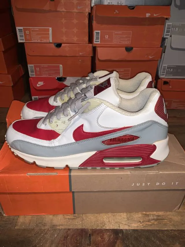 Nike air max 90 white grey red size 12