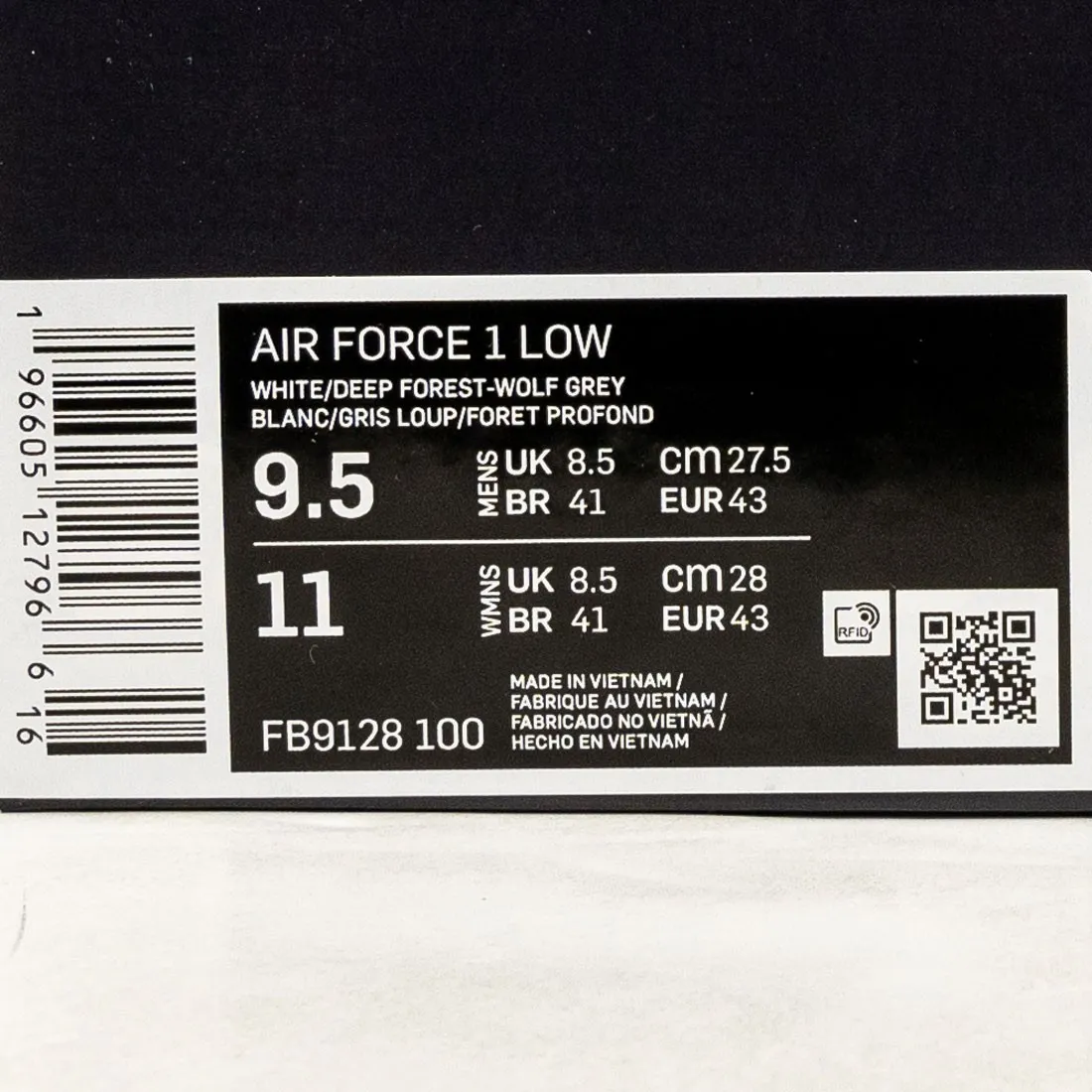 Nike Men Air Force 1 Low (white / deep forest / wolf grey)