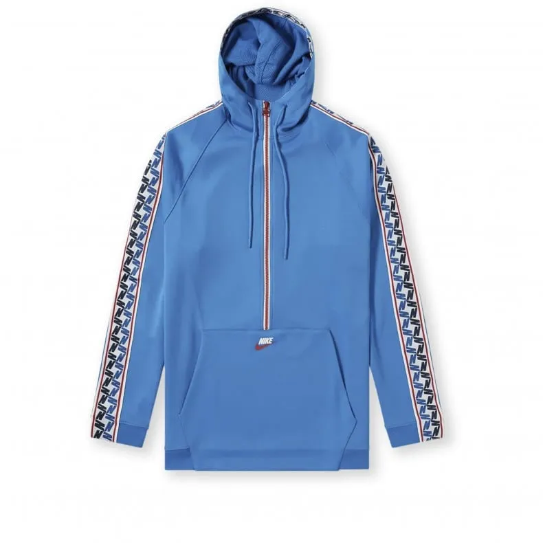 Nike Taped Poly Half Zip Hooded Jacket (Blue Nebula/Gym Red/Sail)