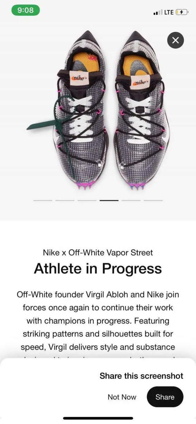 Nike X off-white vapor street