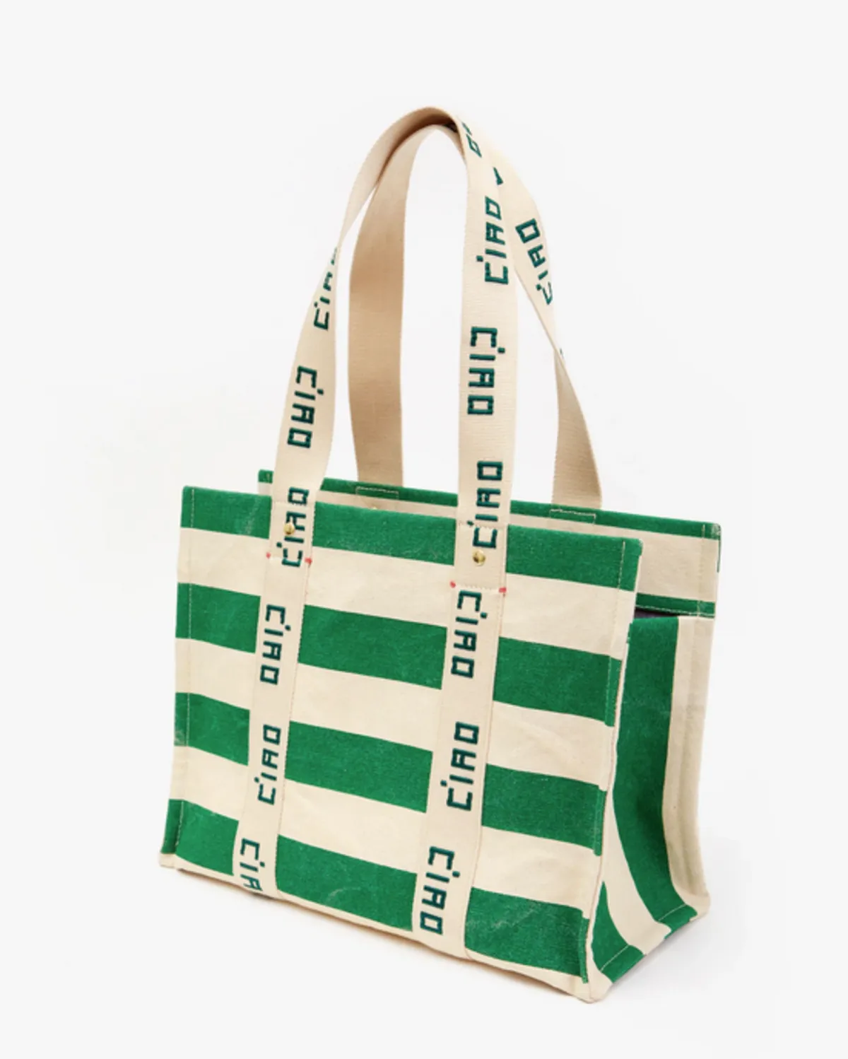 Noemie Ciao Tote - Green/Natural Stripe