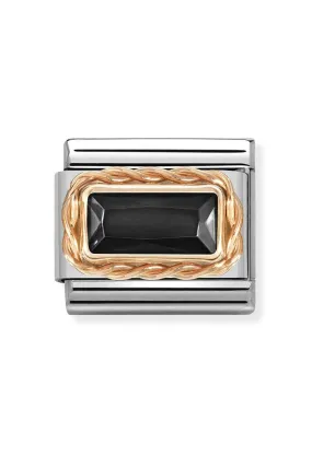 Nomination Composable Classic Faceted Black Baguette Link in 9k Rose Gold