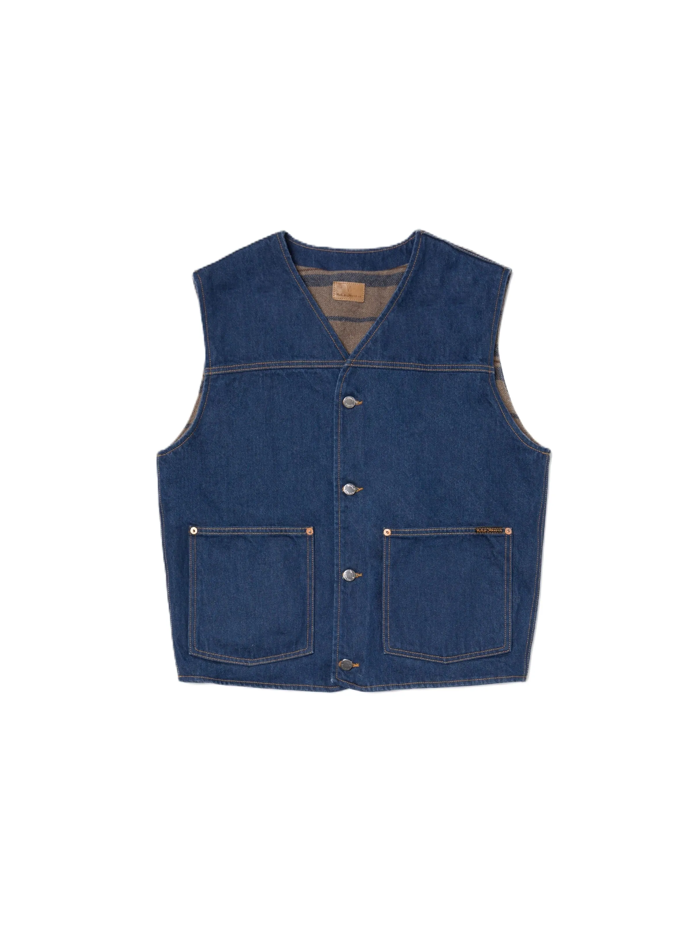 Nudie Jeans Harry Rinse Denim Vest Dark Blue