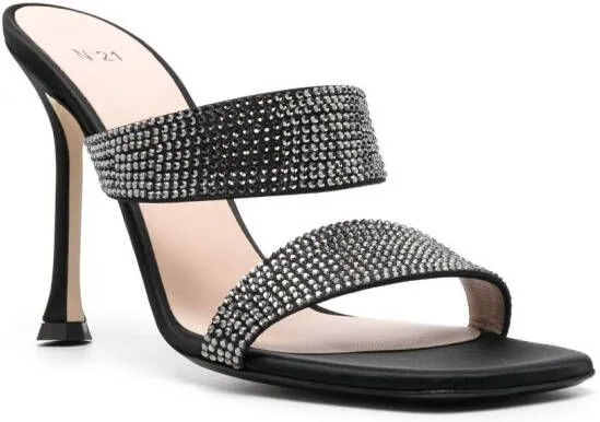 Nº21 105mm sequin-embellished calf-leather mules Black