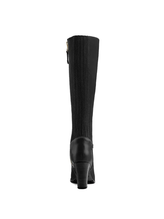 Octavia black Heeled Knee-high Boots        - Narrow Fit