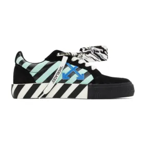 Off-White Black and Green Vulcanized Diagonal Print Sneakers
