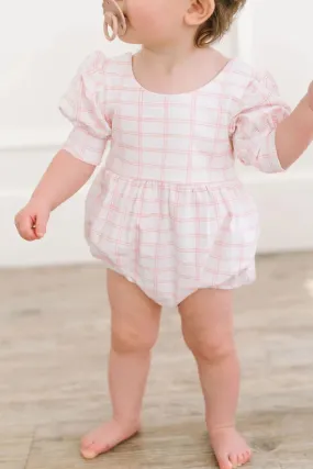 Ollie Jay Puff Romper in Pink Picnic