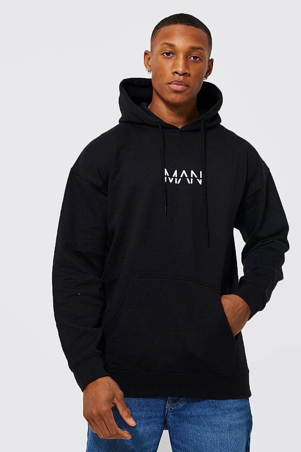 Original Man Over The Head Hoodie | boohooMAN UK