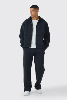 Oversized Boxy Bonded Scuba Zip Through and Jogger Tracksuit