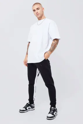 Oversized Heavyweight Panel Insert T-shirt Tracksuit | boohooMAN UK