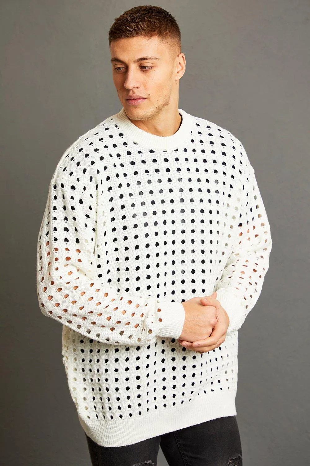 Oversized Open Stitch Knitted Jumper