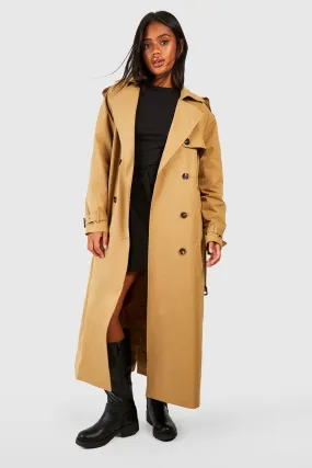 Oversized Shoulder Pad Belted Maxi Trench