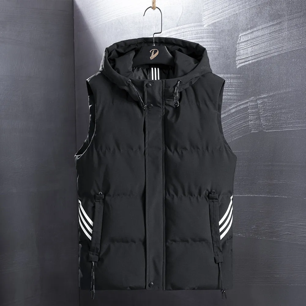 Padded Striped Vest Sleeveless Jacket