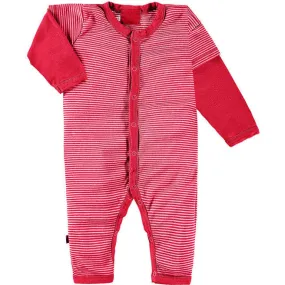 Paige Lauren Cozy Classic Supersoft Stripe Rib Twofer Romper, Red