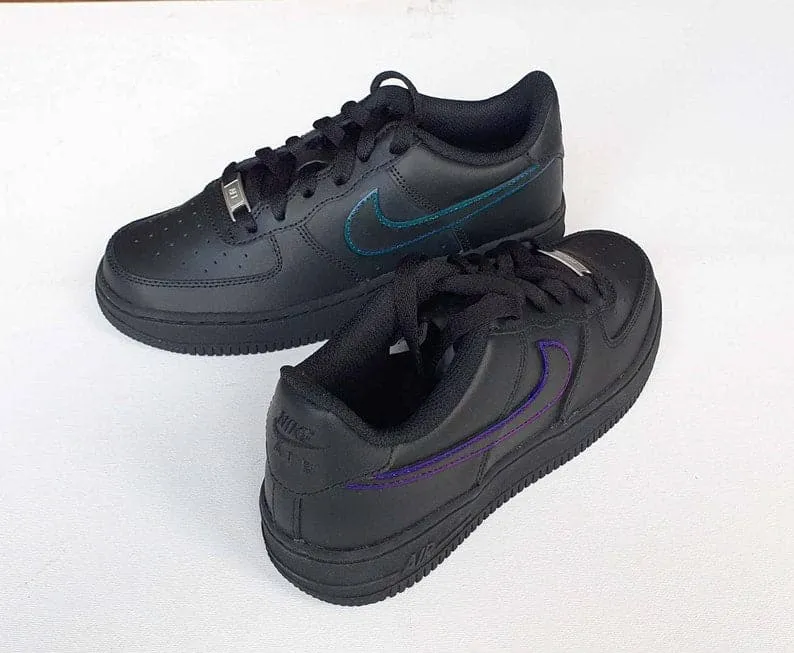 Painted Tick Design Custom Black Nike Air Force 1