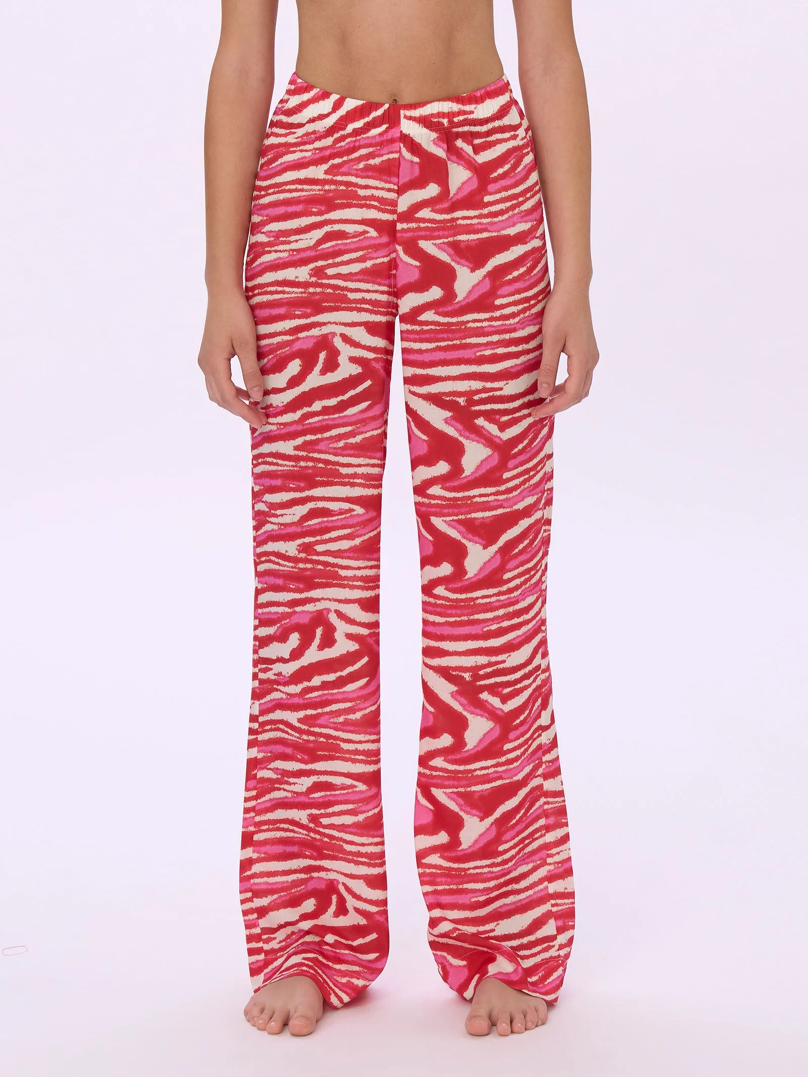 Pantalone a palazzo in Ecoseta - Fant. Ribbon Red