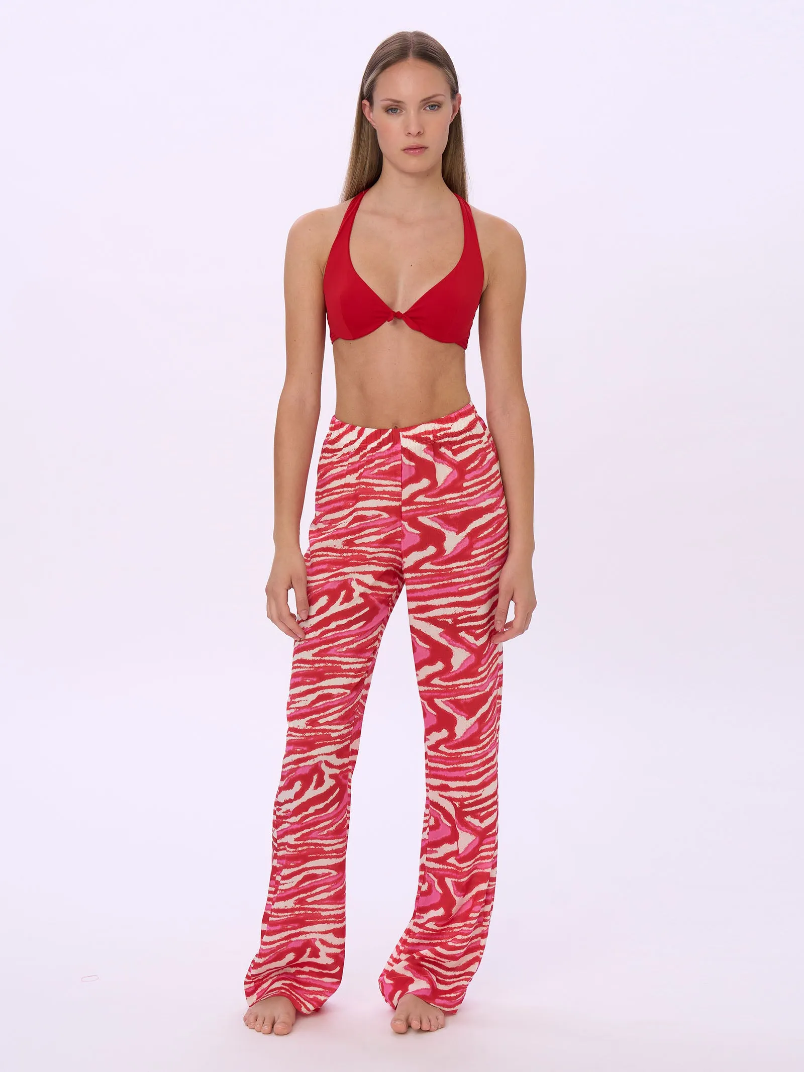 Pantalone a palazzo in Ecoseta - Fant. Ribbon Red