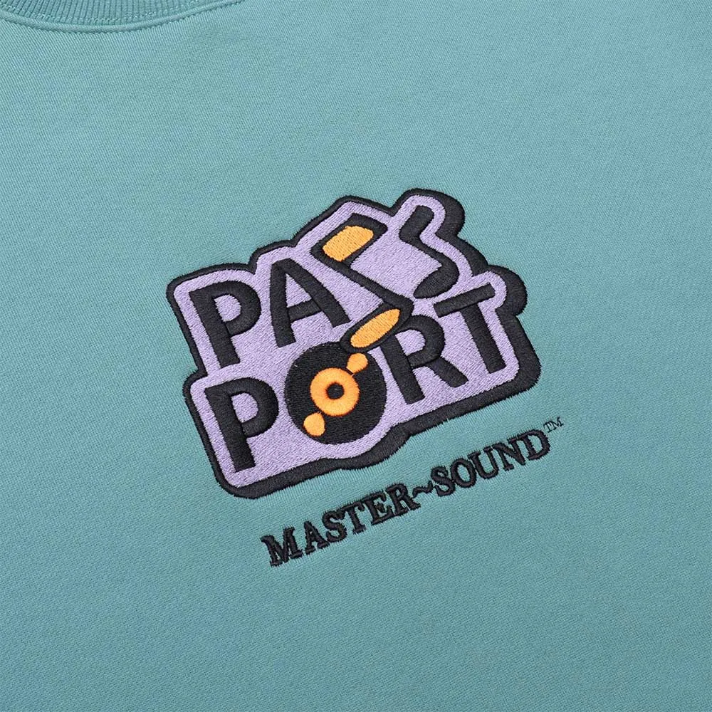 Pass Port Skateboards - Master~Sound Embroidered Crewneck Sweatshirt - Washed Out Teal