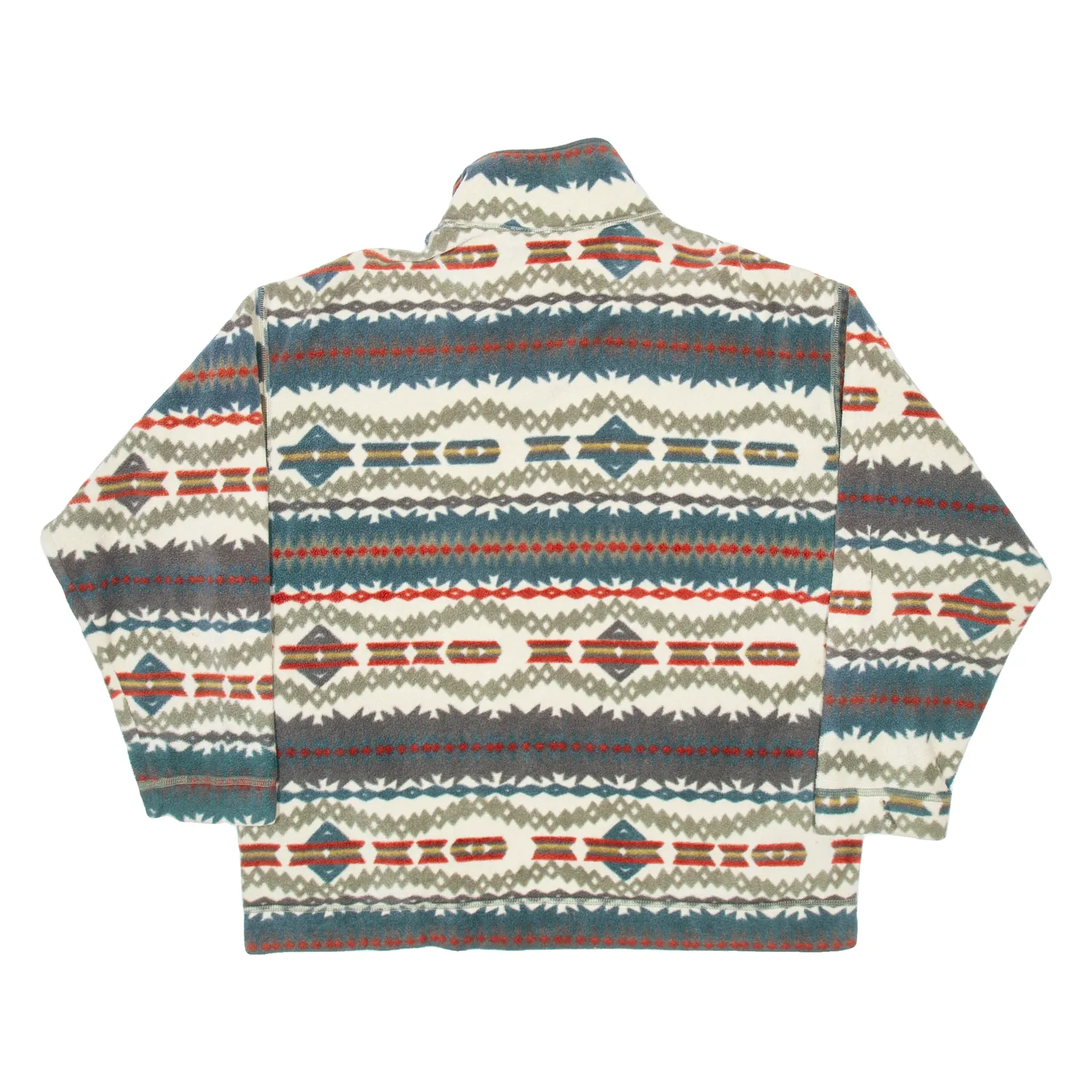 PATAGONIA Womens Patterned Fleece White Fair Isle 1/4 Zip L