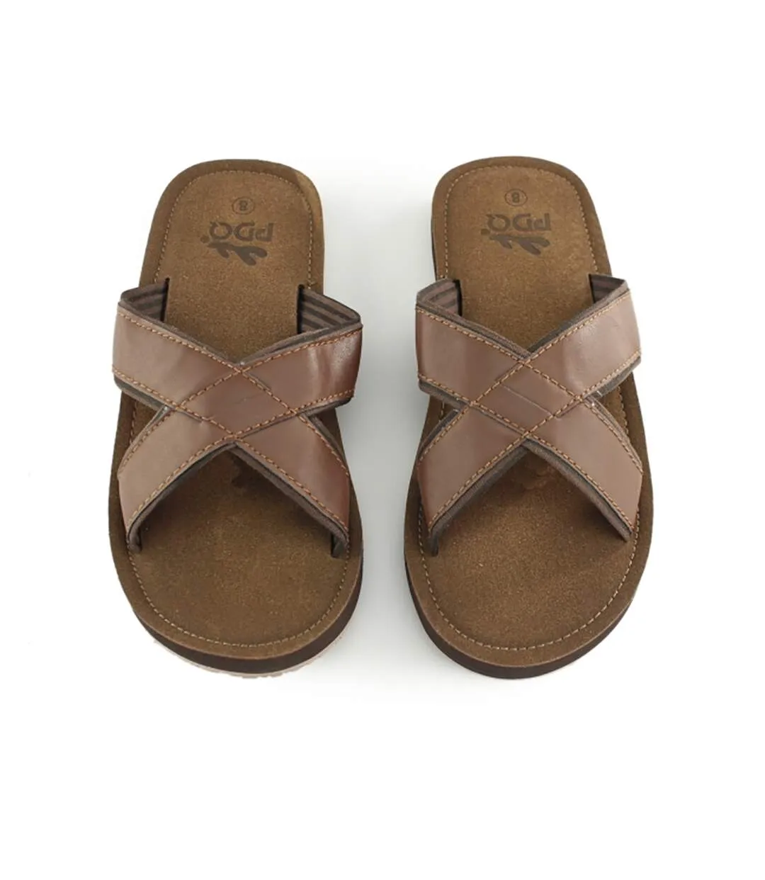 PDQ Mens Lightweight Crossover Mule Sandals (Brown) - UTDF1371