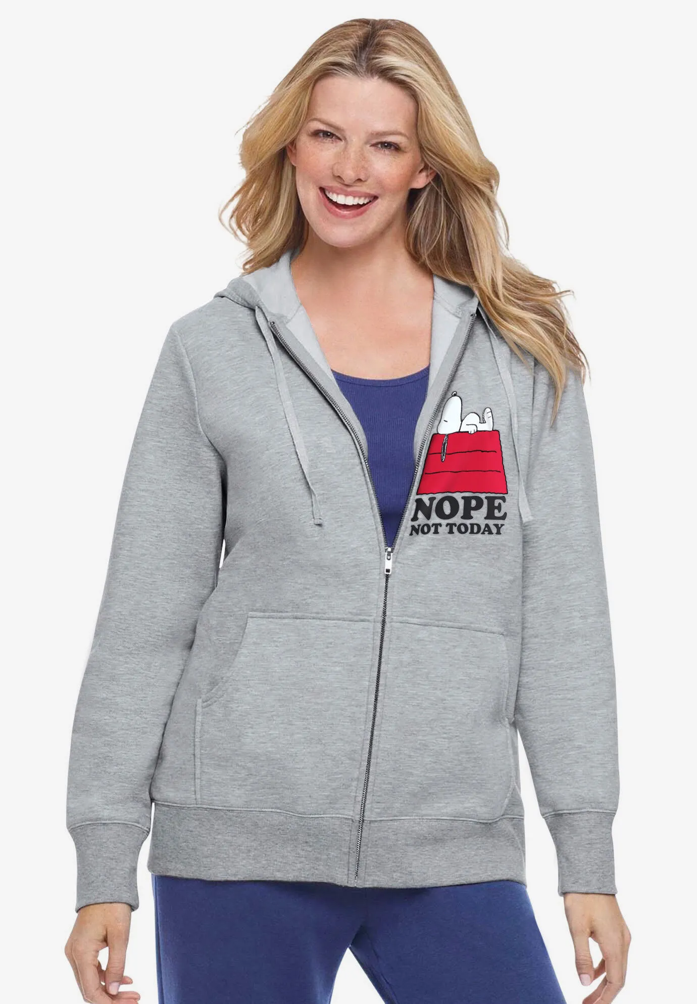 Peanuts Women's Zip Up Fleece Hoodie Snoopy on House