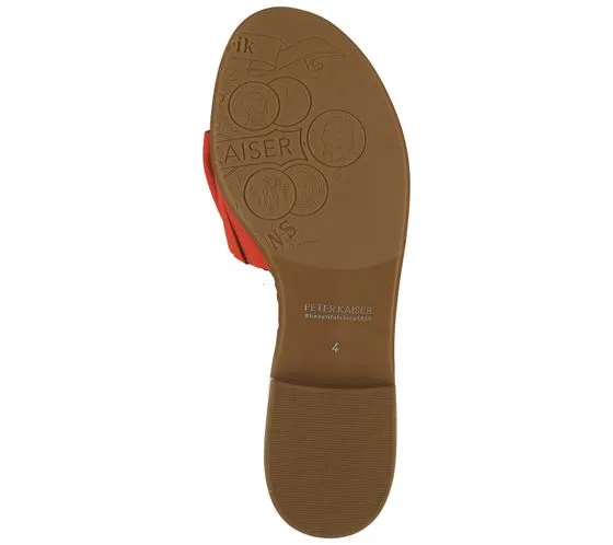 PETER KAISER mules pour femmes sandales en cuir véritable avec nœud décoratif ludique chaussures d'été 12127-782 rouge