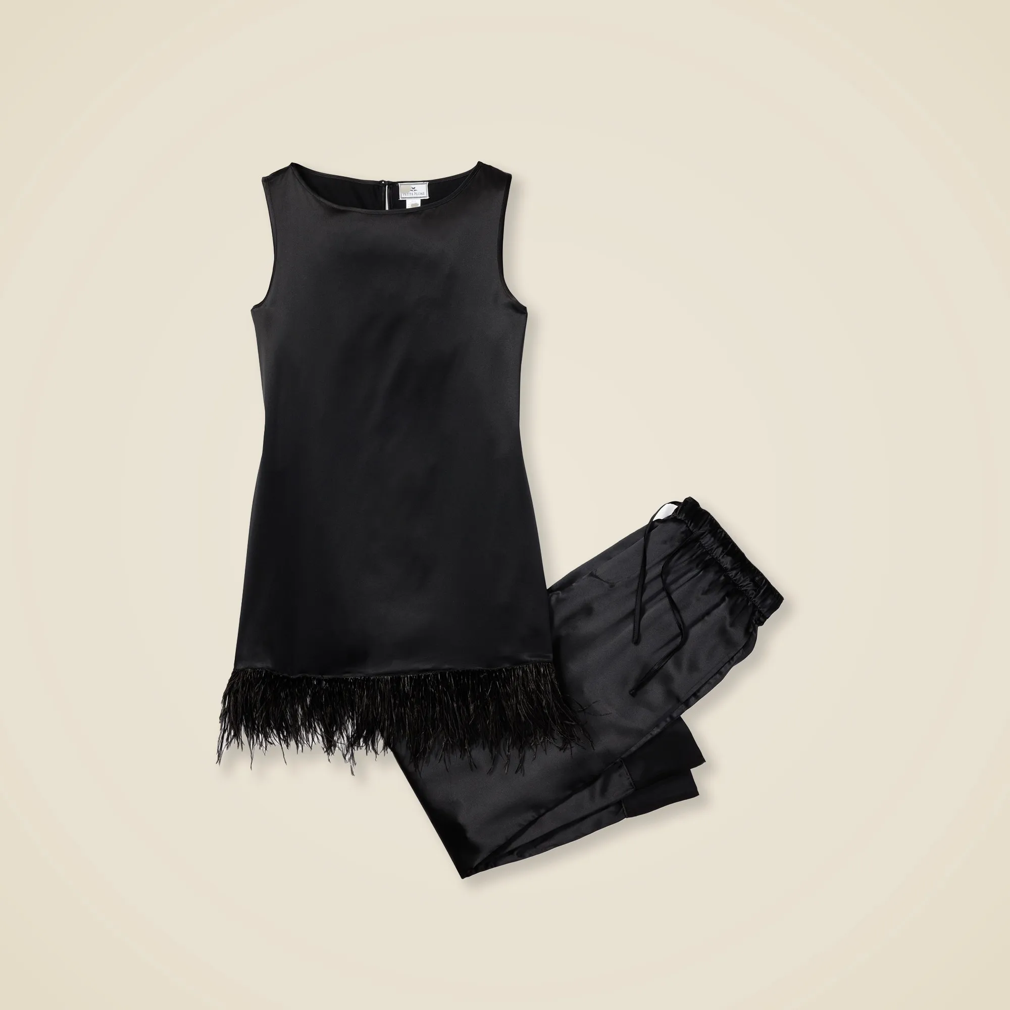Petite Plume™ women's silk tunic set with feathers