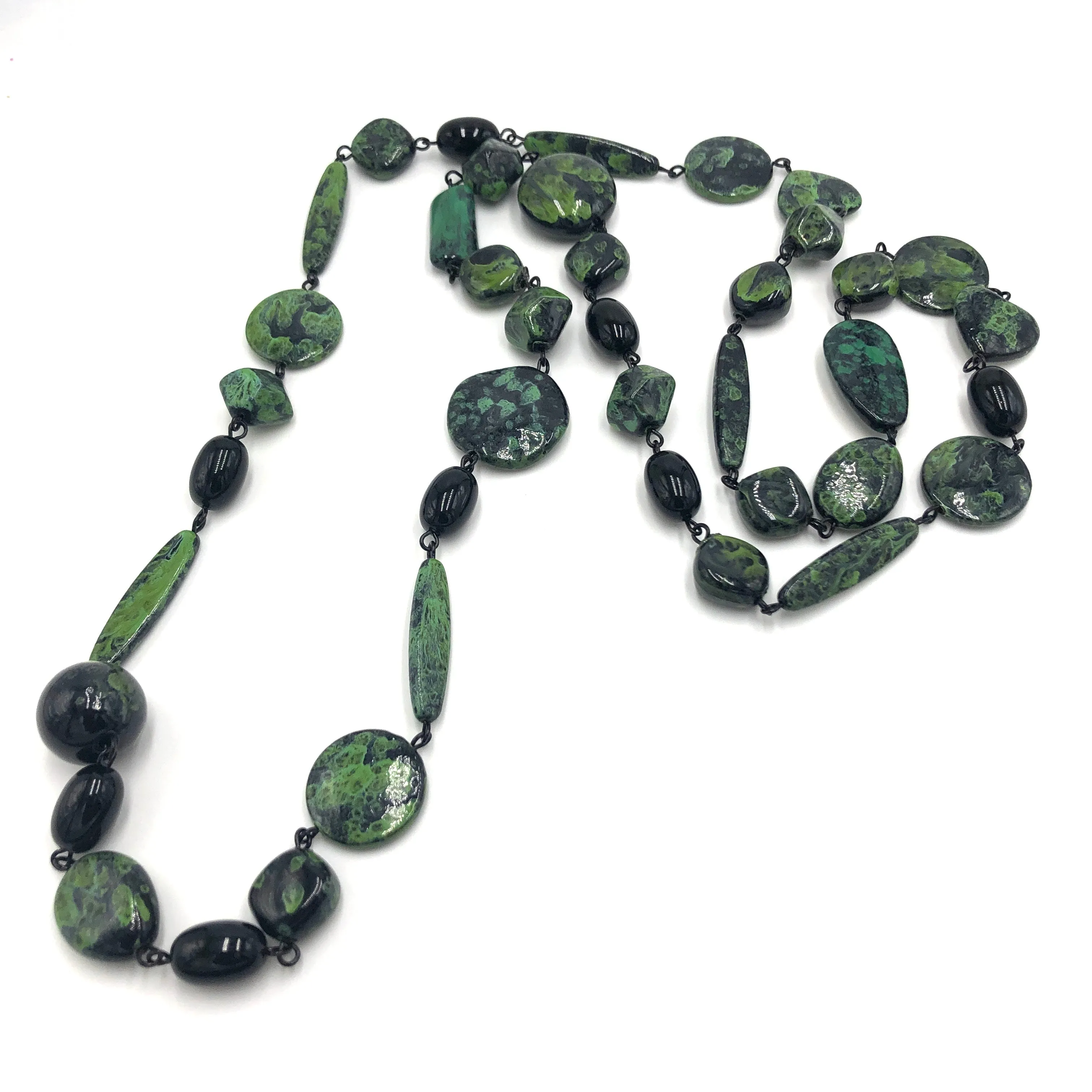 Picasso Black & Green Chain Rope Necklace