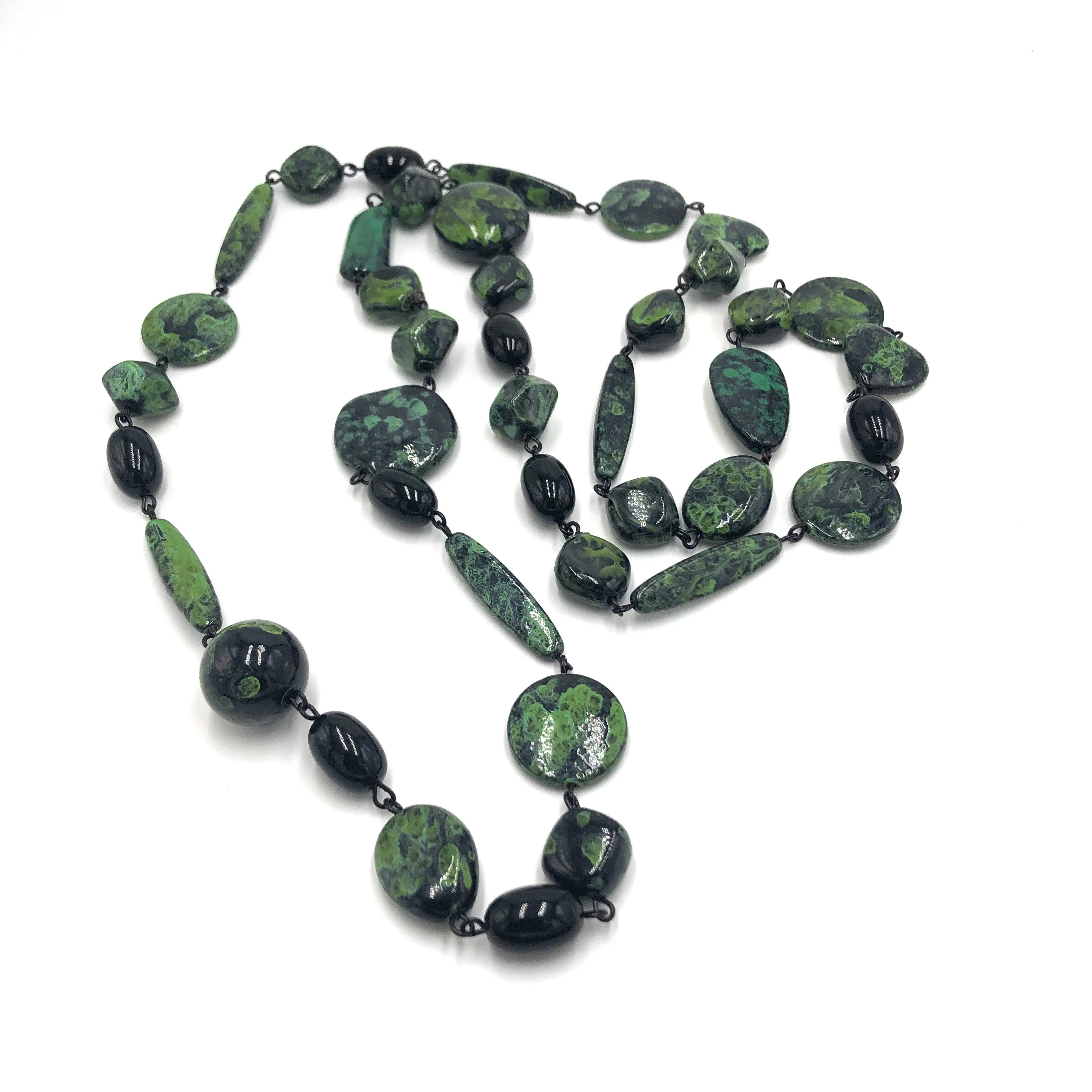 Picasso Black & Green Chain Rope Necklace