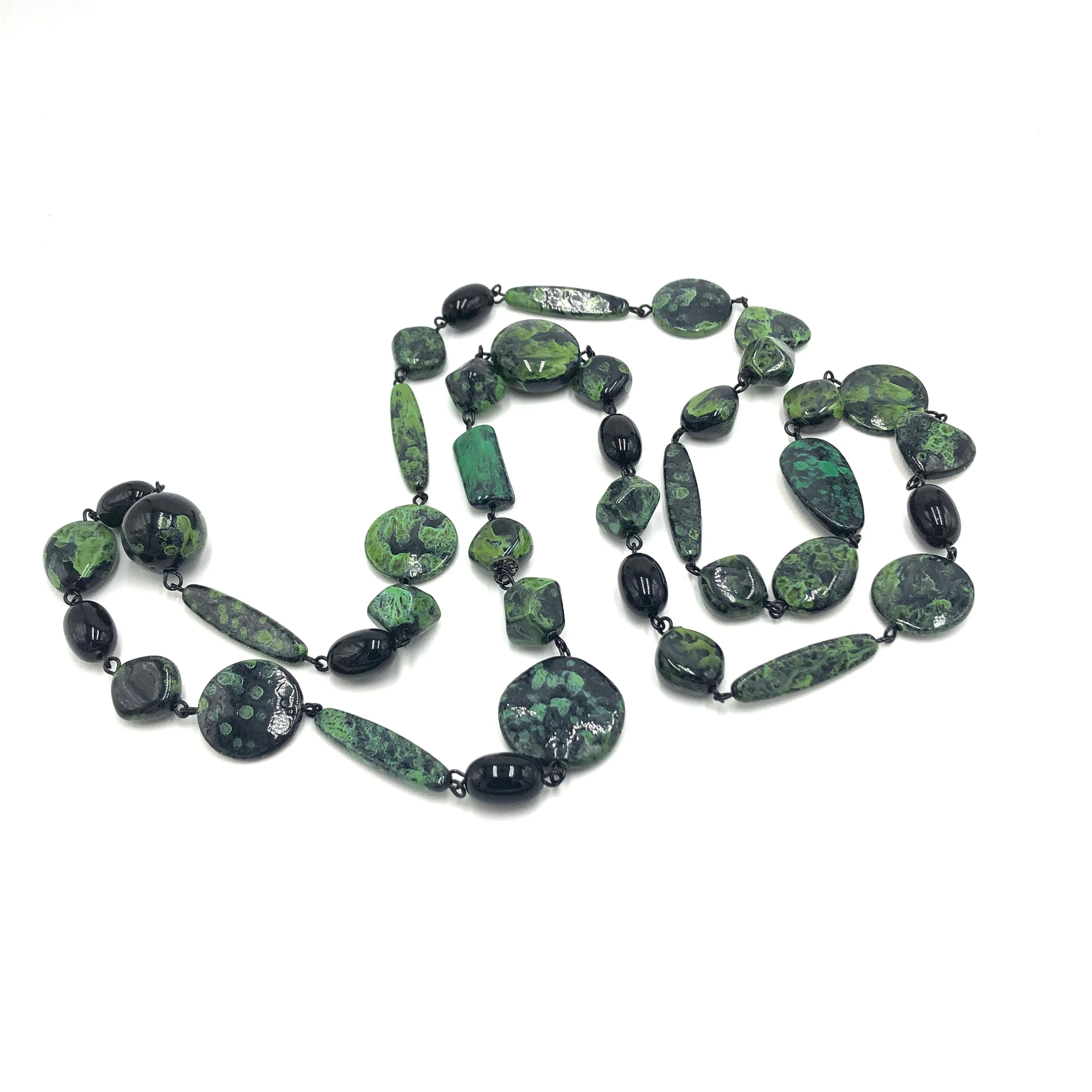 Picasso Black & Green Chain Rope Necklace